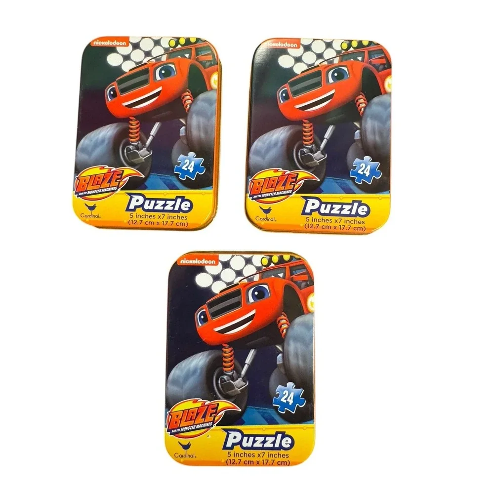 Blaze Monster Machines Puzzle Lot 3 Sealed‎ Tin 24pc Kids Travel Nickelodeon